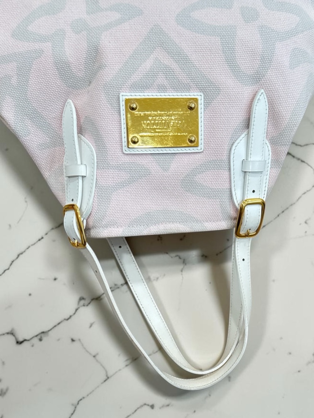 Louis Vuitton Limited Edition Pink Tahitienne Cabas PM Tote Bag 2008 LV Ivory - Picture 5 of 13